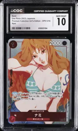 2023 ONE PIECE PREM COLL JPN GIRL'S ED RARE #OP01-016 NAMI CGC 10 GEM MINT - Image 1