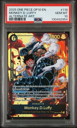 One Piece Monkey D Luffy OP10 118 Alternate Art PSA 10 Gem Mint - Image 1