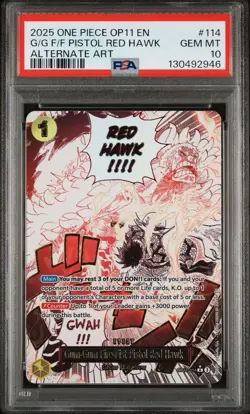 One Piece Gum Gum Fire Fist Pistol Red Hawk Luffy Event OP11 114 PSA 10 Gem Mint - Image 1