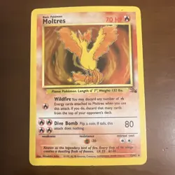 Moltres Pokemon Card TCG Fossil 1st Edition Non Holo 1999 WOTC 27/62 - Image 1