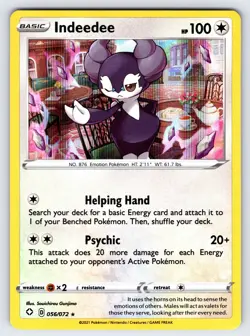 Indeedee 056/072 2021 Shining Fates Pokemon Card TCG Nintendo Holo Rare - Nm - Image 1