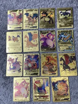 Set of 15 Charizard V, VMax, GX &More Gold Foil Fan Art Cards MP-LP - Image 1