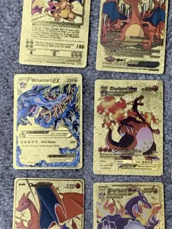 Set of 15 Charizard V, VMax, GX &More Gold Foil Fan Art Cards MP-LP - Image 4