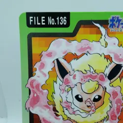Pokemon Cards Bandai Carddass Flareon File No.136 1997 EX+ Japanese i387 - Image 2