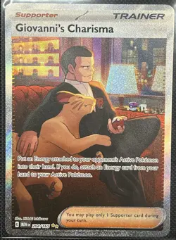 Pokemon TCG Giovanni's Charisma Full Art Trainer Card 207/165 SAR NM Condition! - Image 1