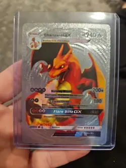 Charizard GX Silver Foil Fan Art Vinyl Textured Collector Pokemon Card - Image 1