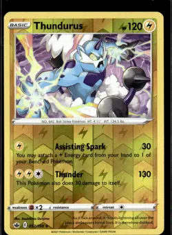 Pokemon Thundurus 052/198 Chilling Reign Reverse Holo Rare 2 Card Lot - Image 1