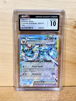 Pokemon TCG Vaporeon ex 023/131 (2025) Prismatic Evolutions Holo CGC 10 - Image 1