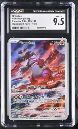 CGC 9.5 Groudon 199/182 Pokemon Paradox Rift Illustration Rare Alt Art - Image 1