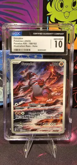 CGC 10 Groudon 199/182 Illustration Rare SV Paradox Rift Pokemon - Image 1