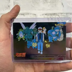Pokemon The Battle Renewed Topps 32 Holo Mewtwo Strikes Back Pokemon Blue LP+ - Image 1