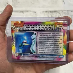 Pokemon The Battle Renewed Topps 32 Holo Mewtwo Strikes Back Pokemon Blue LP+ - Image 3