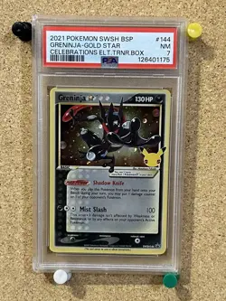 2021 POKEMON SWSH BLACK STAR PROMO #144 GRENINJA-GOLD STAR PSA 7 - Image 1