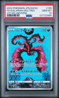 2022 Pokemon Japanese Sword & Shield VSTAR Galarian Moltres #190 Japanese PSA 10 - Image 1