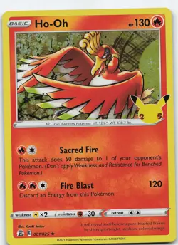 Ho-Oh 001/025 Celebrations Holo Rare Holo MP Pokemon TCG - Image 1