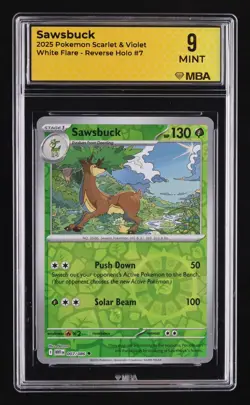 2025 Pokemon Scarlet & Violet White Flare Sawsbuck Reverse Holo #7 MBA 9 - Image 1