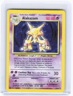 1999 Pokemon Alakazam Base Set Rare Holo #1 (Damaged) - Image 1