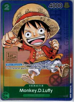 Monkey.D.Luffy (1st Anniversary Tournament) P-037 English - One Piece Card - NM - Image 1