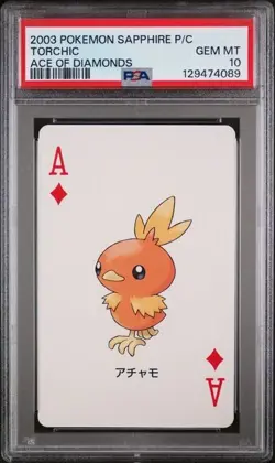 PSA 10 GEM MINT 2003 POKEMON SAPPHIRE VERSION PLAYING CARDS TORCHIC ACE - Image 1