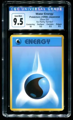 CGC 9.5 Water Energy Japanese Base Set 1996 Pokemon Card - Image 1