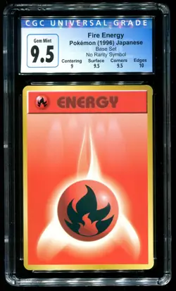 CGC 9.5 Fire Energy Japanese Base Set 1996 Pokemon Card - Image 1