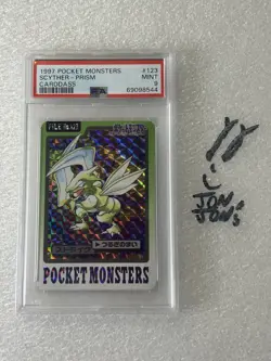 PSA 9 Scyther Prism 123 Carddass Mint Pokemon Card Vending 1997 Pocket Monsters - Image 1