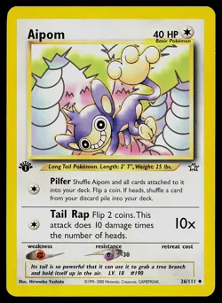 Pokemon Card - Aipom Neo Genesis 26/111 Uncommon 1st Edition - Image 1