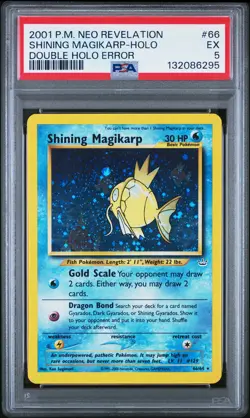 SHINING MAGIKARP Neo Revelation DOUBLE Holo Error #66 PSA 5 Vintage Pokemon - Image 1