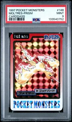 1997 POCKET MONSTERS CARDDASS #146 MOLTRES-PRISM PSA 9 - Image 1