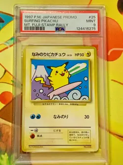 PSA 9 MT. FUJI Surfing Pikachu Pokemon 1997 JR Stamp Rally Promo Japanese 025 - Image 1