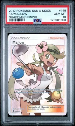 2017 POKEMON SUN & MOON GUARDIANS RISING #145 FULL ART/MALLOW PSA 10 - Image 1