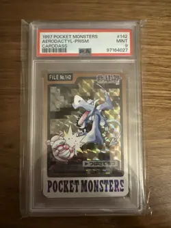 1997 Pocket Monsters Carddass #142 Aerodactyl-Prism PSA 9 - Image 1