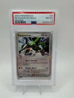 2003 POKEMON EX DRAGON #97 RAYQUAZA EX-HOLO PSA 8 - Image 1