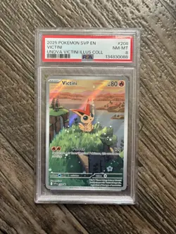 2025 POKEMON SVP EN-SV BLACK STAR PROMO #208 VICTINI PSA 8 - Image 1