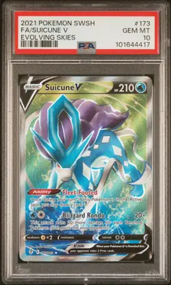 2021 Pokemon Suicune V (Full Art) 173/203 SWSH07: Evolving Skies Holo PSA 10 GM - Image 1