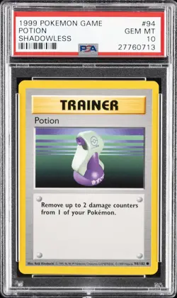 1999 POKEMON BASE SET SHADOWLESS #94 POTION PSA 10 - Image 1