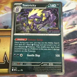 Pokemon TCG Toxtricity Phantasmal Flames Prerelease Stamped Promo 017 LP In Hand - Image 1
