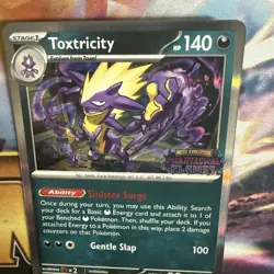 Pokemon TCG Toxtricity Phantasmal Flames Prerelease Stamped Promo 017 LP In Hand - Image 3