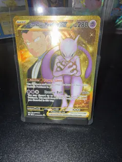 Pokemon Team Rockets Mewtwo EX Gold Hyper Rare 240/182 Destined Rivals NM - Image 1