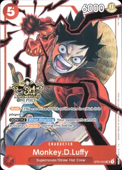 One Piece TCG • Monkey.D.Luffy ST01-012 • 3yr Anniversary-Promo • ENG/NM - Image 1