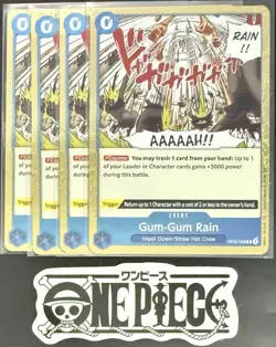 4x One Piece OP02-068 R Gum-Gum Rain - English - Foil - Playset - TCG - NM/M - Image 1