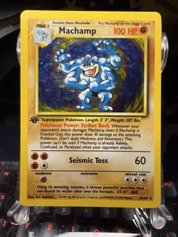 Pokemon TCG *Lightly Played* Machamp 8/102 Base Set Holo Rare Vintage Card - Image 1