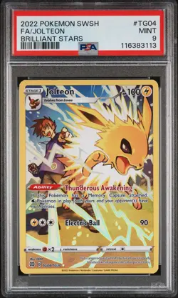 2022 Pokemon SWSH Brilliant Stars TG04 Jolteon Trainer Gallery Full Art PSA 9 - Image 1
