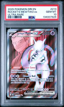 PSA 10 ROCKET'S MEWTWO EX 213/182 ULTRA RARE DESTINED RIVALS POKEMON 😍 - Image 1