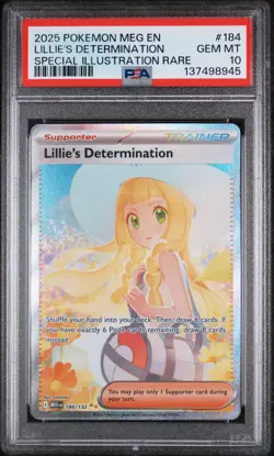 2025 Pokemon Mega Evolution Base #184 SIR Lillie's Determination PSA 10 Gem Mint - Image 1