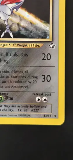 Skarmory 13/111 1st Edition Neo Genesis Vintage Holo Pokemon TCG WOTC LP - Image 5