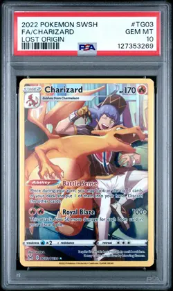 2022 POKEMON SWORD & SHIELD LOST ORIGIN #TG03 FULL ART/CHARIZARD PSA 10 - Image 1