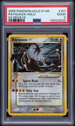 2005 POKEMON EX DEOXYS GOLD STAR #107 RAYQUAZA-HOLO PSA 2 - Image 1