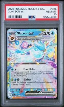 2025 POKEMON HOLIDAY CALENDAR #026 GLACEON EX PSA 10 - Image 1