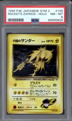 Pokemon Gym Challenge Japanese Rocket's Zapdos PSA 8 - Image 1